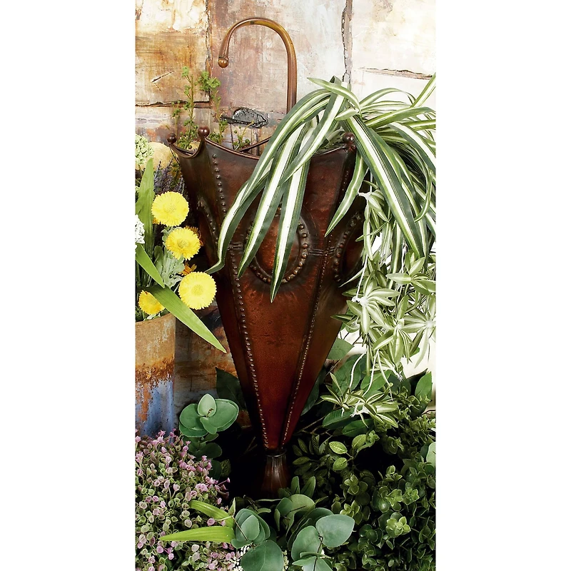 28" Brown Metal Rustic Umbrella Stand