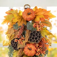 Glitzhome® 25" Fall Pumpkin Leaf Swag