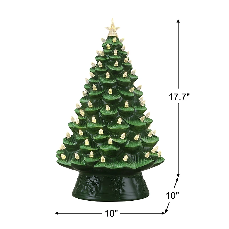 Mr. Christmas 18" Green Nostalgic Ceramic Tree with White Lights