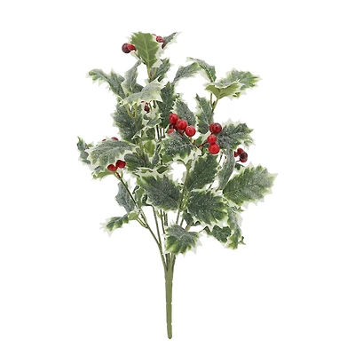 21.5" Icy Holly Leaf & Red Berry Deluxe Bush by Ashland®