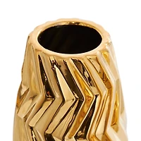 Gold Ceramic Dimensional Chevron Textured Vase with Varying Shapes Set