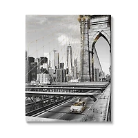 Stupell Industries Brooklyn Bridge Urban City Architecture Taxi Driving Photography Canvas Wall Art