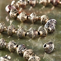 12 Pack: Antique Silver Carved Bicone Beads, 7mm by Bead Landing™