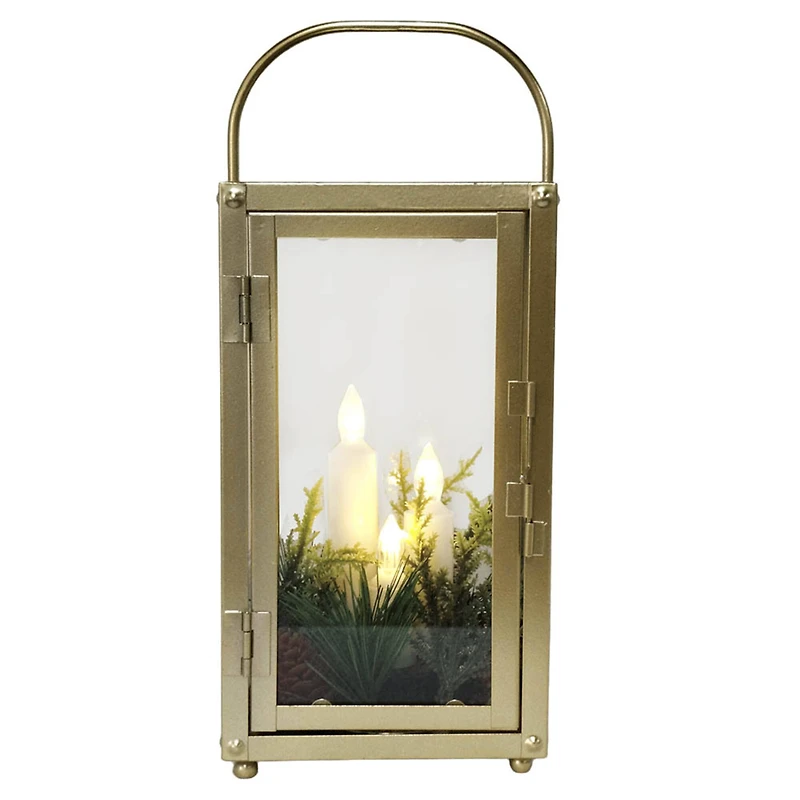 Gold Tapers & Greenery LED Lighted Lantern by Ashland