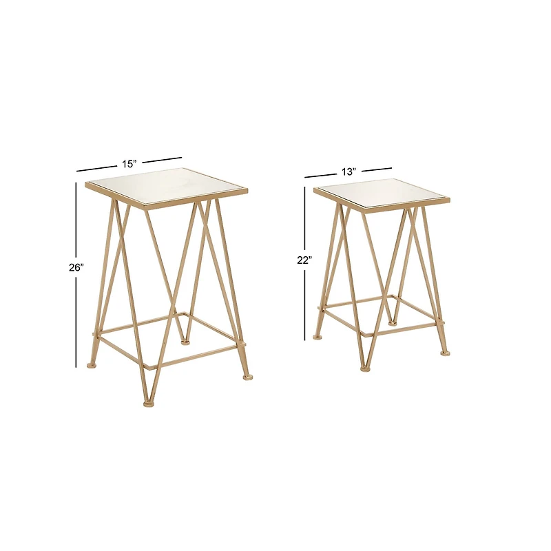 Gold Metal Contemporary Accent Table Set
