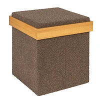 Household Essentials Versatile Boucle Ottoman with Hidden Storage
