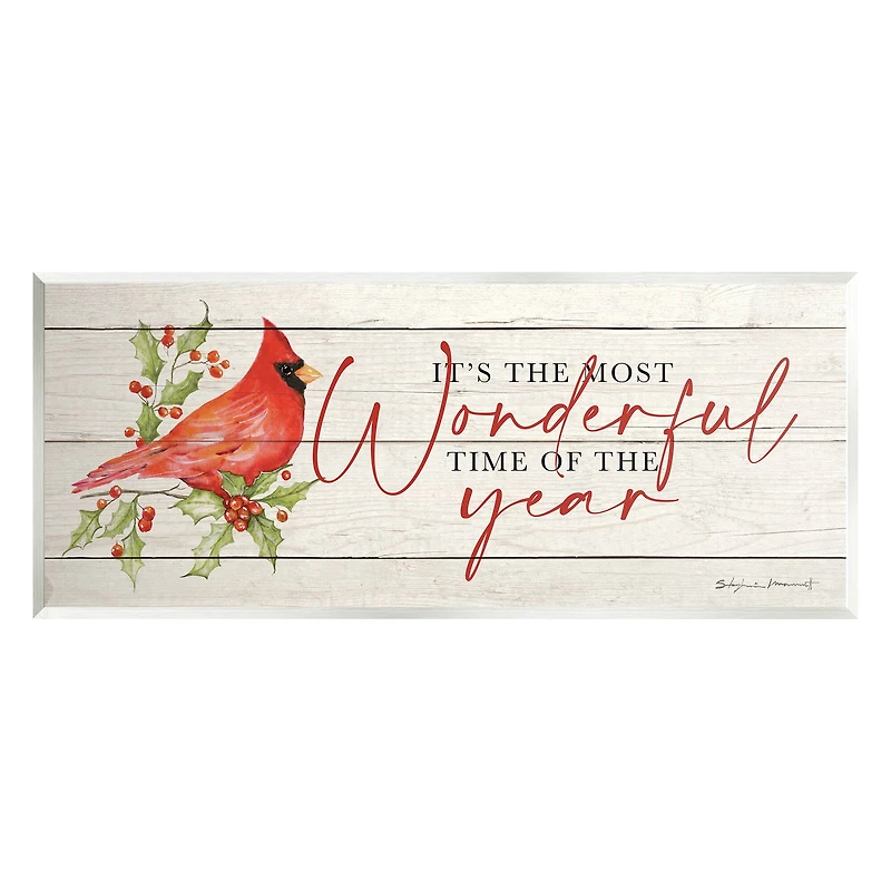 Stupell Industries Most Wonderful Time Cardinal Wall Plaque Art