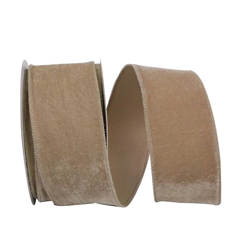 JAM Paper 2.5" x 10yd. Regal Taupe Wired Plush Velvet Ribbon