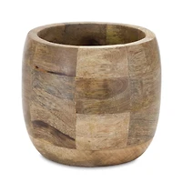 Round Wood Planter Set