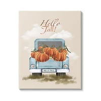 Stupell Industries Hello Fall Seasonal Autumn Pumpkins Canvas Wall Art
