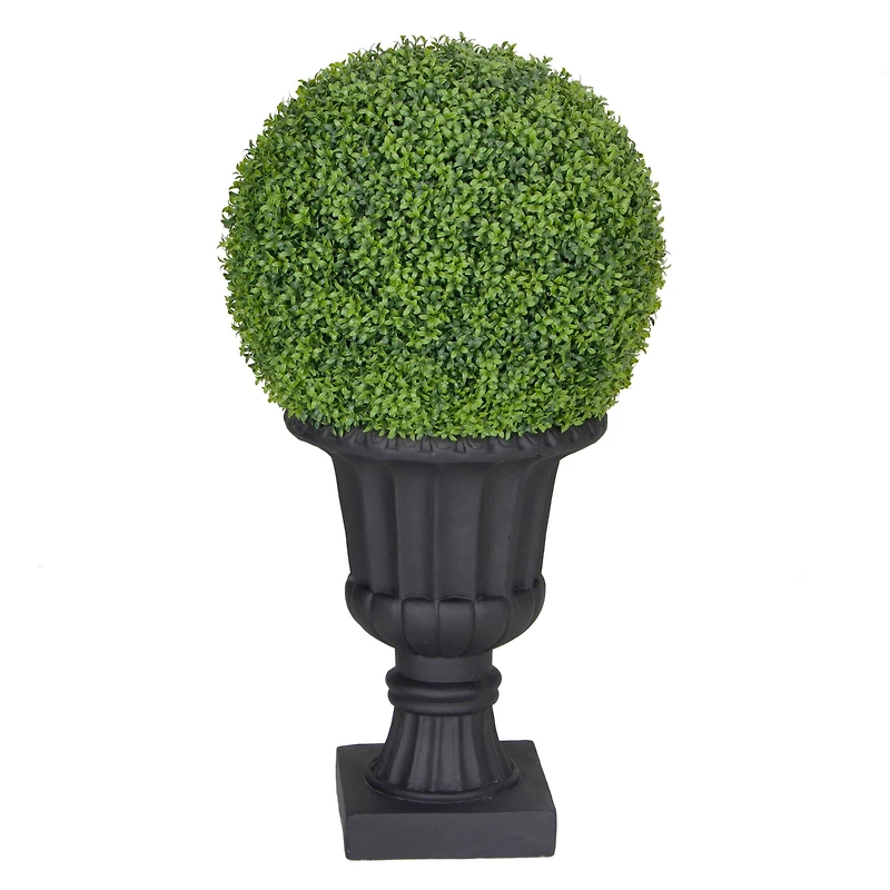3ft. Single Ball Topiary Boxwood Artificial Tree in Decorative Urn