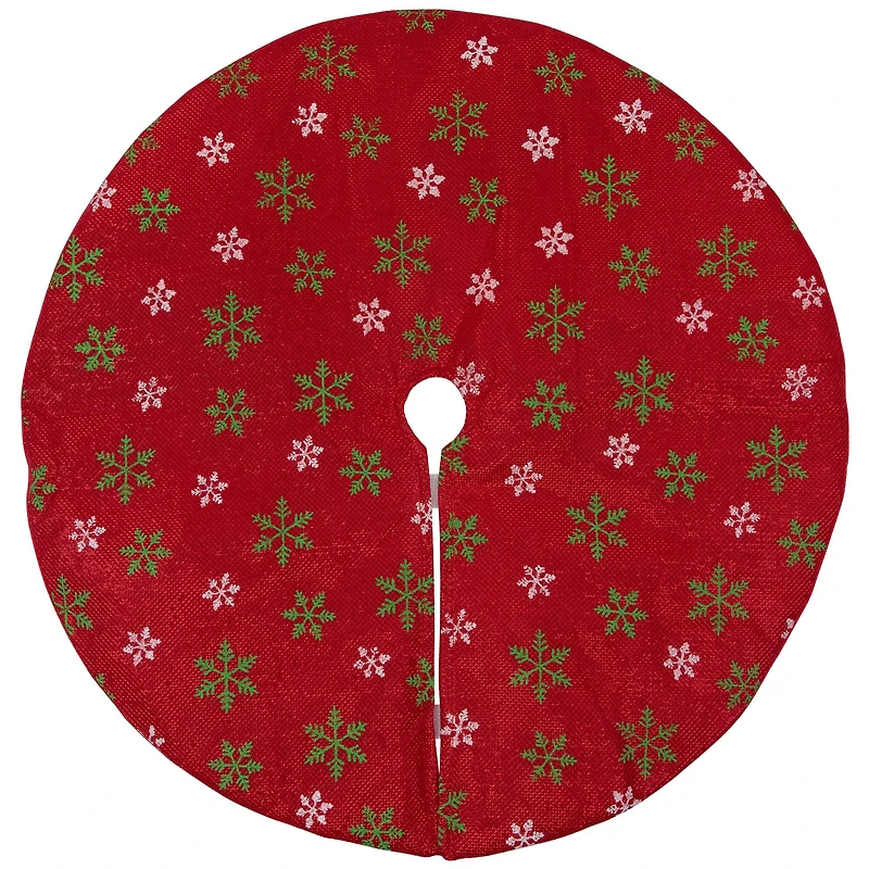 20" Red Metallic & Snowflake Print Mini Tree Skirt