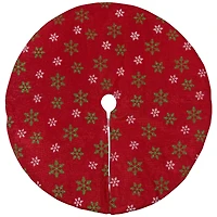 20" Red Metallic & Snowflake Print Mini Tree Skirt