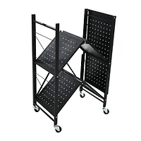 Household Essentials 34" Black Metal 3-Tier Foldable Utility Rack