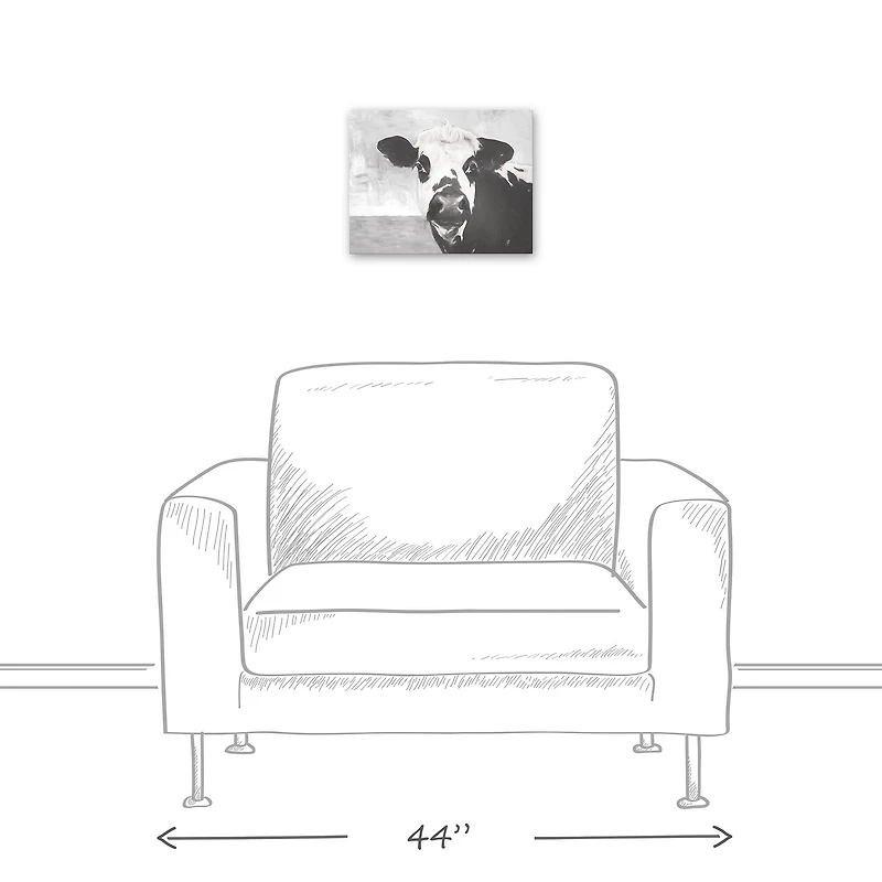 Monochromatic Cow 11" x 14" Canvas Wall Art