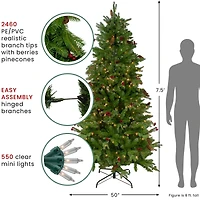 7.5ft. Pre-Lit Real Touch™️ Mixed Winter Berry Pine Artificial Christmas Tree, Clear Lights