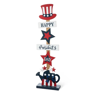 Glitzhome® 35.7" Patriotic Americana Wooden Top Hat Porch Sign