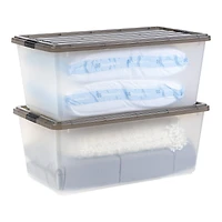 Iris® 91qt. Clear View Plastic Storage Bins with Gray Latching Buckle Lids, 4ct.