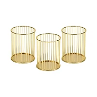 Mind Reader Pen and Accessories Holder, Desktop Organizer, Office, Metal , Set of 3, Gold