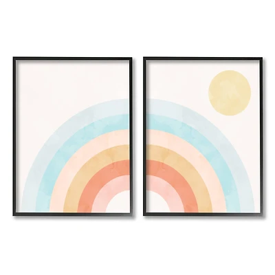 Stupell Industries Bold Summer Sun Rainbow Soft Pastel Tones Kids Framed Wall Art