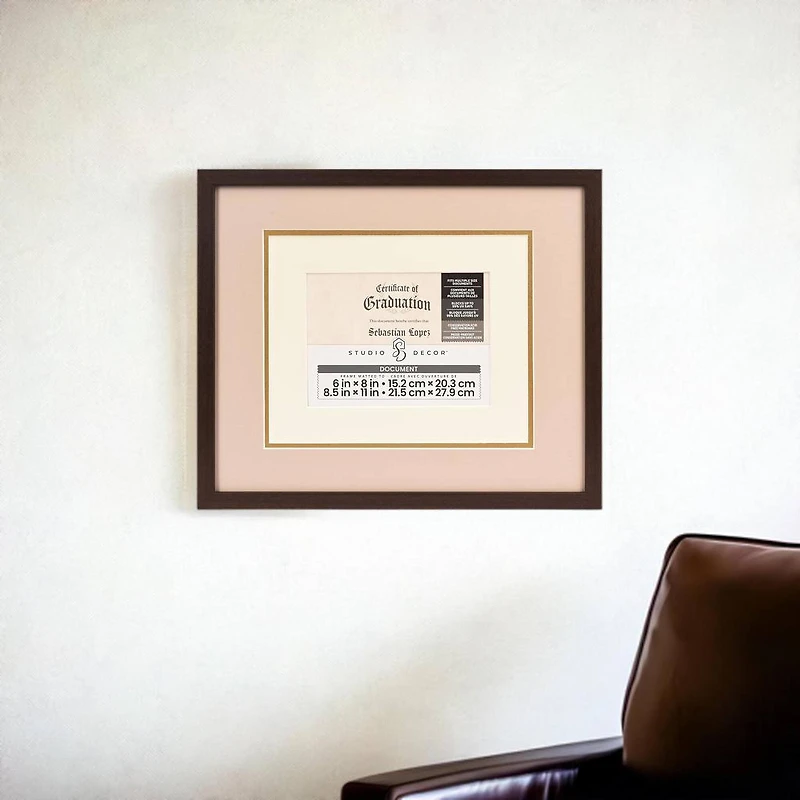6" x 8" Walnut Document Frame with Triple Mat by Studio Décor®
