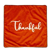 Glitzhome® Orange Velvet Thankful Pillow Cover