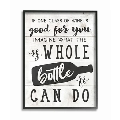 Stupell Industries Bottle of Wine Quote Wall Art in Black Frame