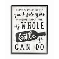 Stupell Industries Bottle of Wine Quote Wall Art in Black Frame