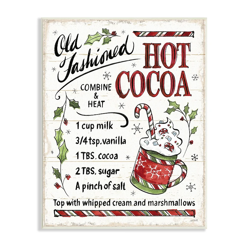 Stupell Industries 15" Old Fashioned Hot Cocoa Recipe Wall Plaque