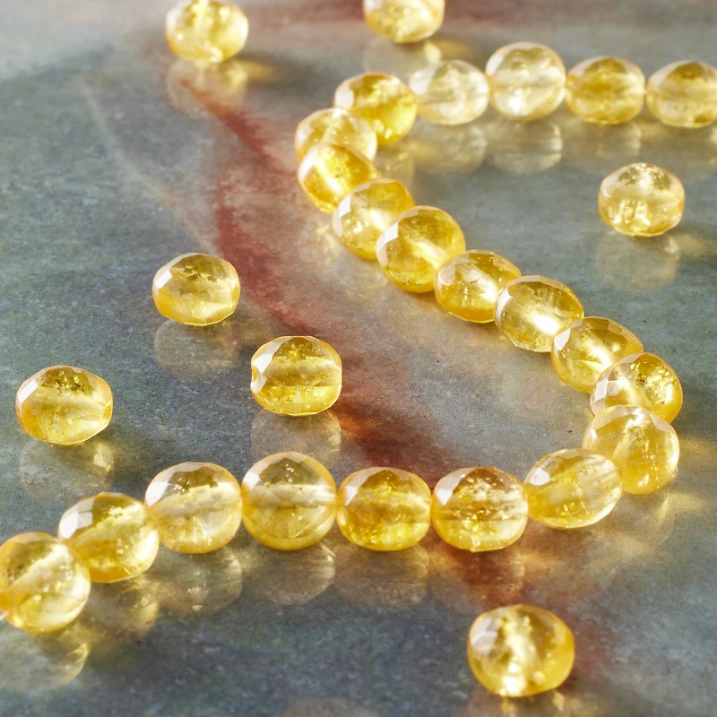 Yellow Faceted Citrine Coin Beads by Bead Landing