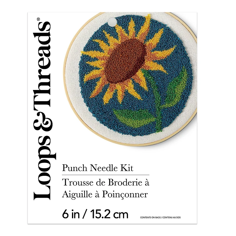 6" Sunflower Punch Needle Kit with Hoop by Loops & Threads®