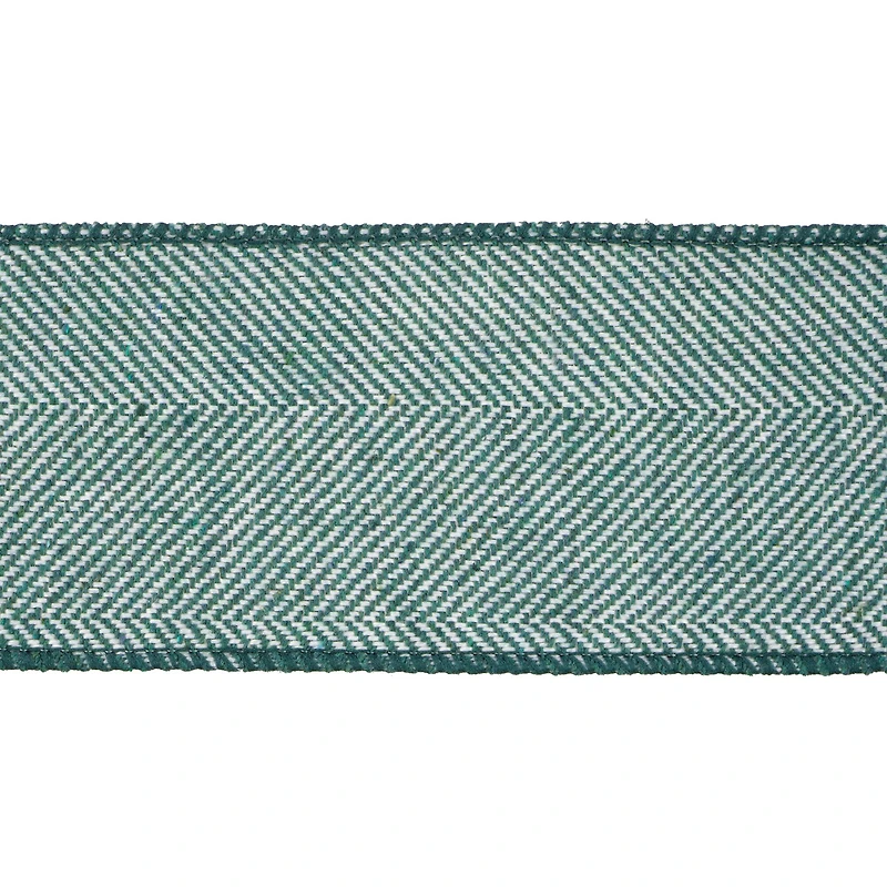 2.5" x 15ft. Green & White Herringbone Wired Ribbon by Celebrate It®