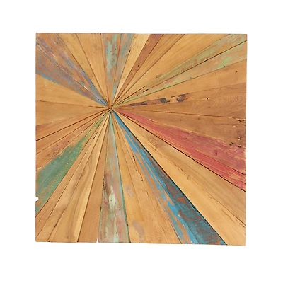 Multicolor Starburst Teak Wood Wall Décor
