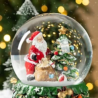 Glitzhome® 150mm Christmas Resin Lighted Musical Snowflakes Santa Waterglobe