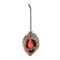 6" Frosted Pinecone Cardinal Ornaments, 6ct.