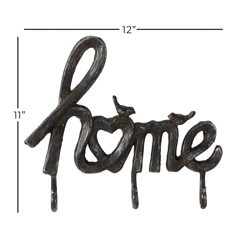 Black Metal Industrial Wall Hook, 11" x 12" x 2"