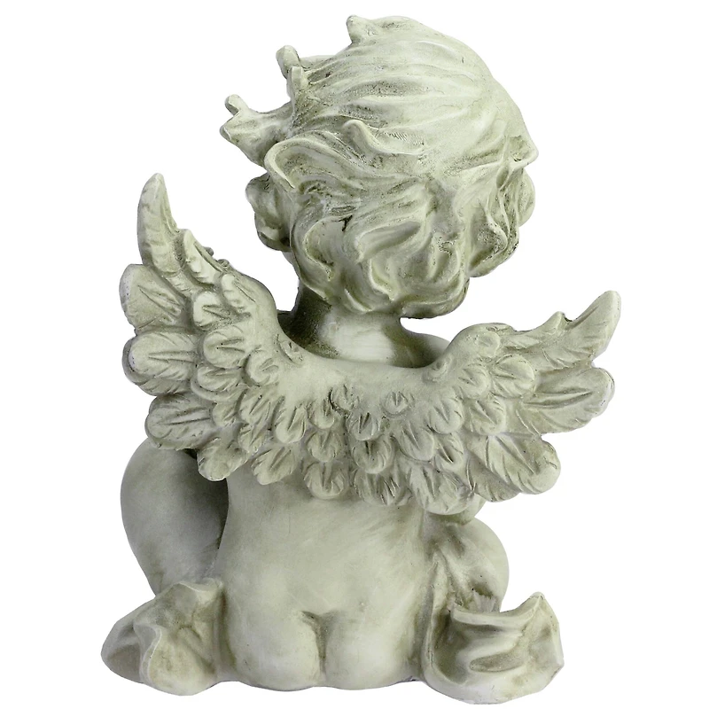 7.8" Cherub Angel with Baby Bird Outdoor Garden Statue