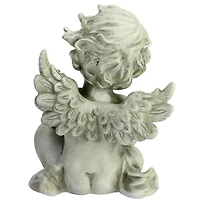 7.8" Cherub Angel with Baby Bird Outdoor Garden Statue