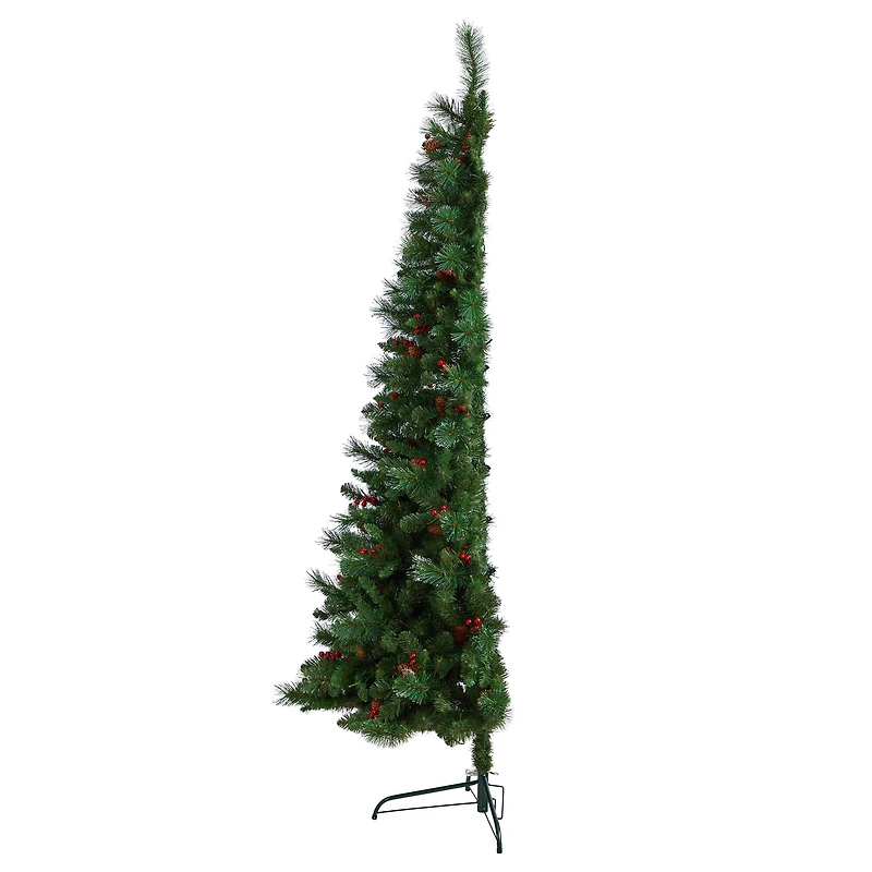7ft. Pre-Lit Flat Back Montreal Mountain Pine Artificial Christmas Tree, White LED Lights