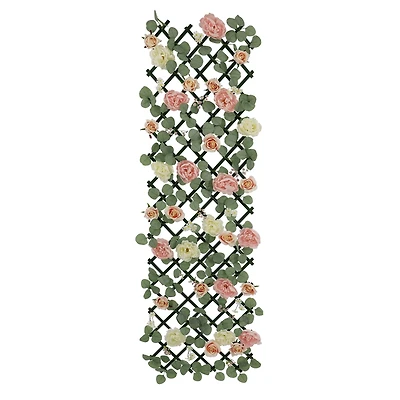 47.25" Pink & White Peony & Rose Décor Trellis by Ashland®