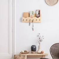 NEX™ Brown Wall Mounted Mail Holder & Organizer with 6 Key Hooks
