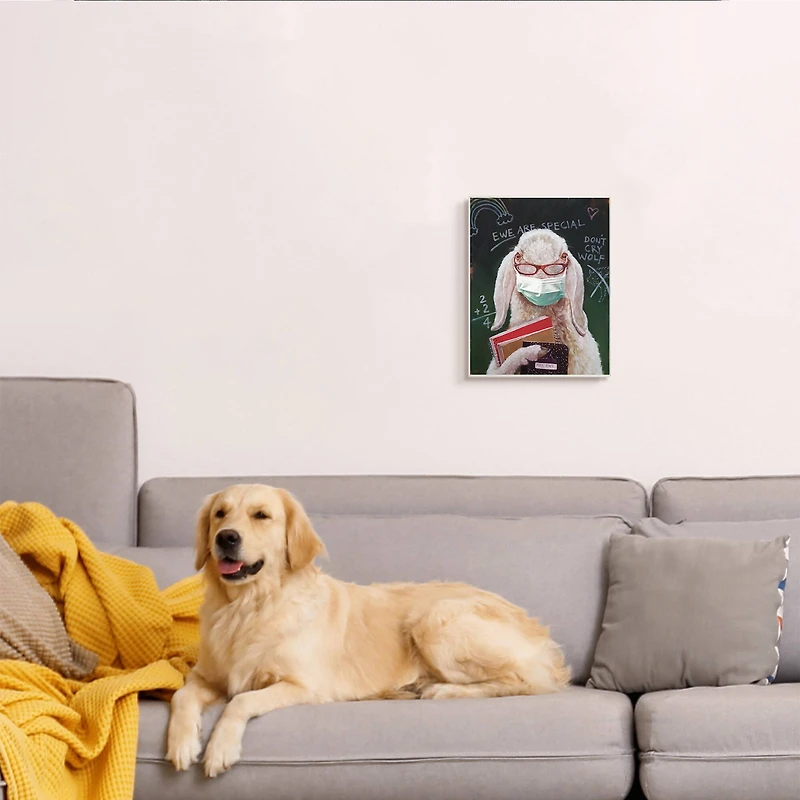 Stupell Industries Sheep School Portrait Wooden Wall Plaque