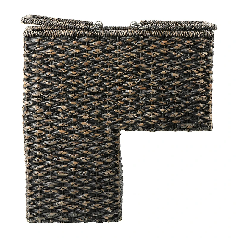 Hello Honey® 16" Bangkuan & Rattan Black Stair Basket with Handle