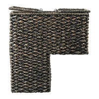 Hello Honey® 16" Bangkuan & Rattan Black Stair Basket with Handle