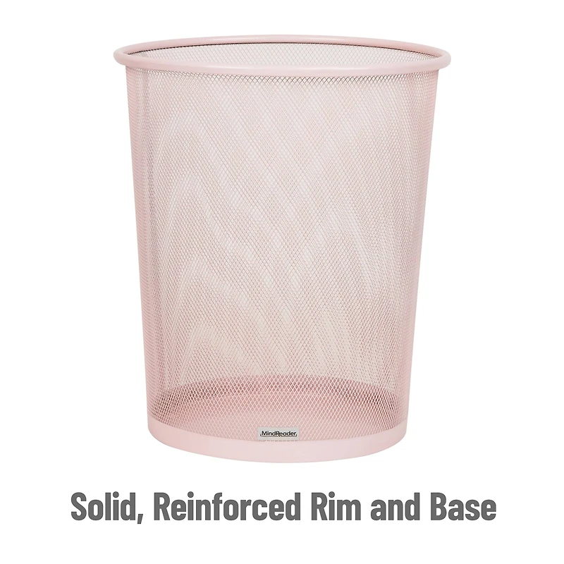 Mind Reader Garbage Round Metal Mesh Waste Basket Recycling Bin