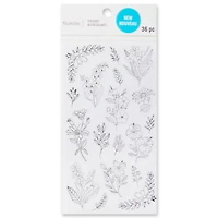 12 Pack: Black Flower Stickers by Recollections™