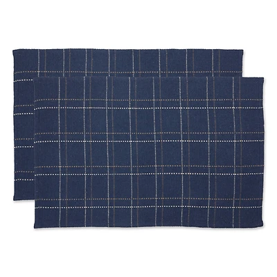 DII® French Blue Variegated Plaid Recycled Yarn Rug Set, 2ft. x 3ft.