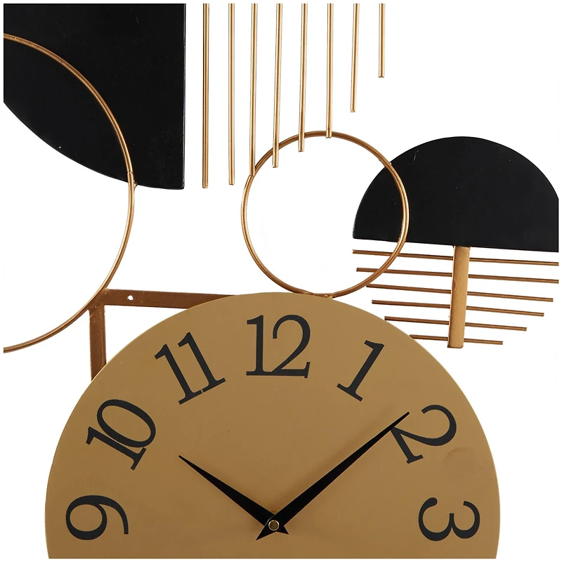 The Novogratz 44" Black Metal Half Moon Geometric Wall Clock Décor