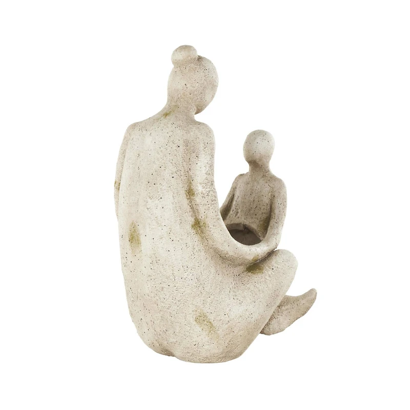 17.5" Cream Mother & Child Sitting Planter