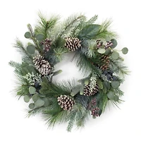 24" Mixed Pine Eucalyptus Berry Wreath